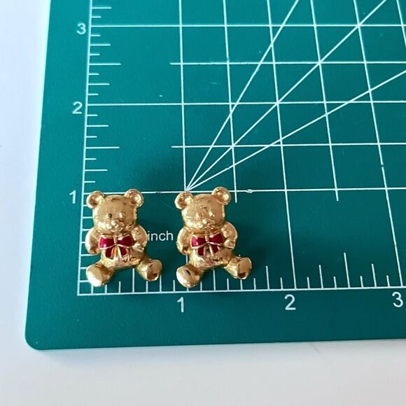 Avon Gold Teddy Bear Jacket Earrings - Picture 4 of 5